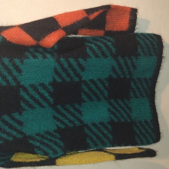 Vintage Abstract Colorful Mohair Blend Plaid Color block Knit OversizedSweater S - Picture 3 of 5